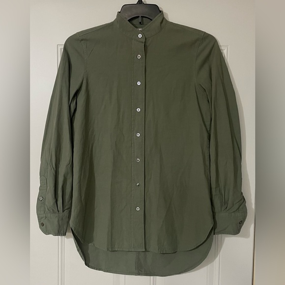 Frame Green Cotton Button Down Tunic Streetwear Natural Fibers Military Small - Picture 2 of 9